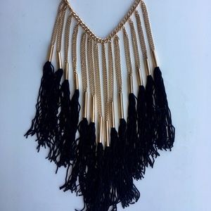 Gold & Black Shag Necklace